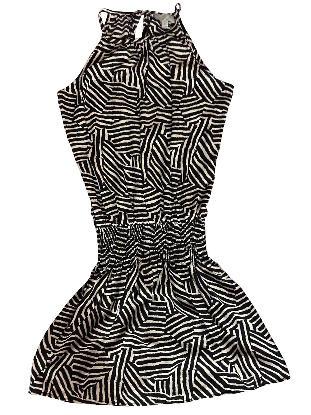 Veronica M Black and White Halter Mini Dress